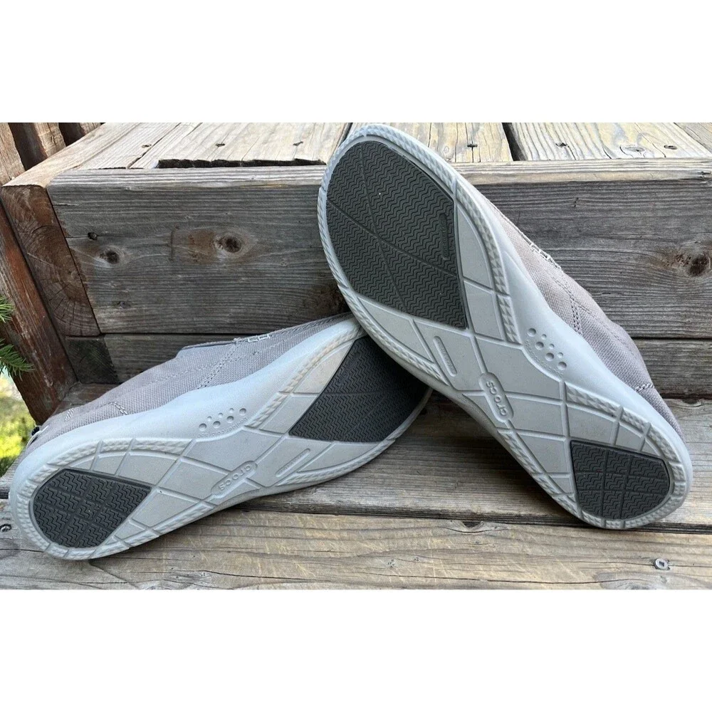 Crocs Walu Men's 13 Canvas Slip-On Loafers Casual Shoes 207635 - Gray